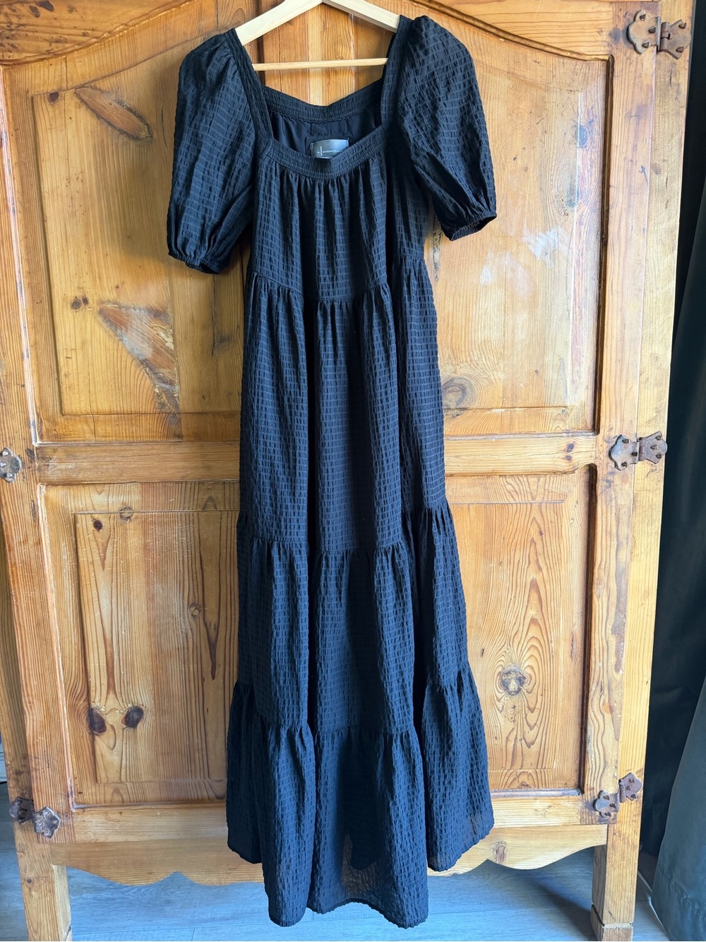 Anthropologie Tiered Puff Sleeve Maxi Dress